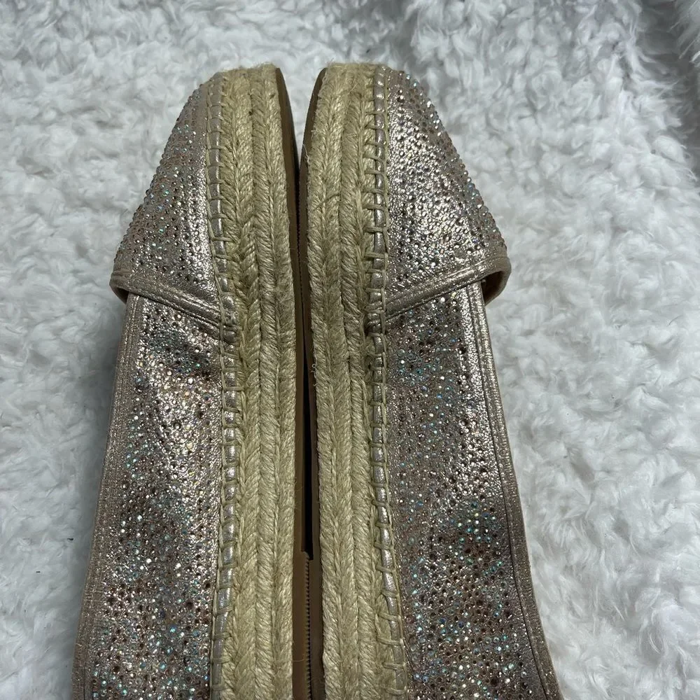 INC International concept gold glitter Espadrilles round toe slip on size 9.5